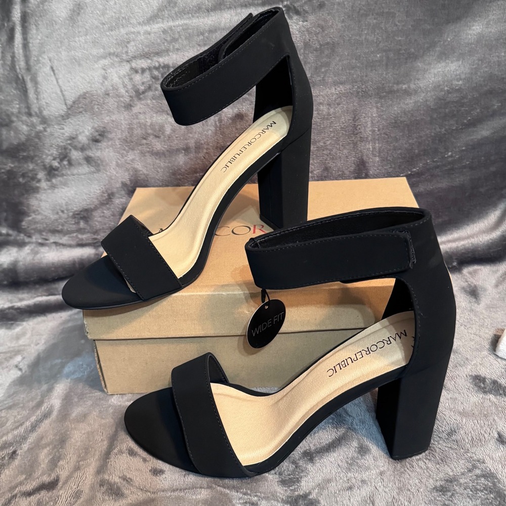 Marco Republic Womens Size 10 Wide Edmonton Chunky Block Heel Ankle Strap Heels - Picture 11 of 11